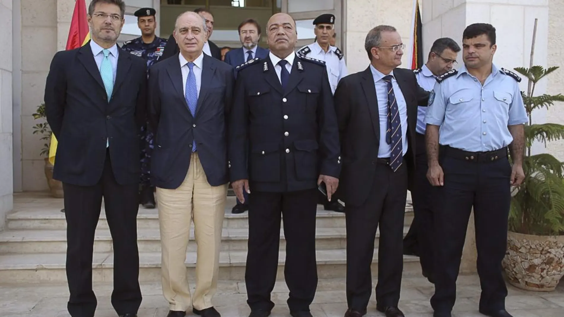 Los ministros españoles de Interior y Justicia, Jorge Fernández Díaz (2i) y Rafael Catalá (i) se encuentran de visita oficial a Israel y Palestina
