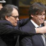 El ex presidente de la Generalitat de Cataluña Artur Mas, el día de la toma de posesión de su sucesor, Carles Puigdemont