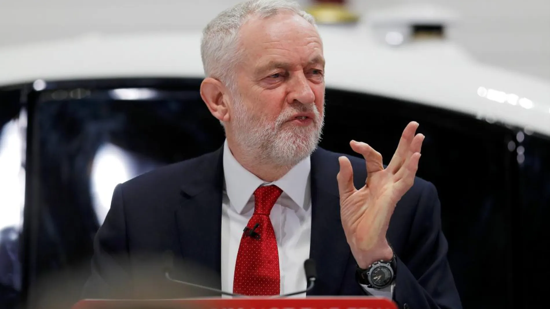 El líder del Partido Laborista británico, Jeremy Corbyn, durante su discurso