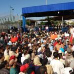Una protesta en la frontera de Melilla, en una imagen de archivo