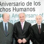Ricardo Díez Hochleitner, patrono de la Fundación Cultura de Paz, Rafael Blasco y Santiago Grisolía