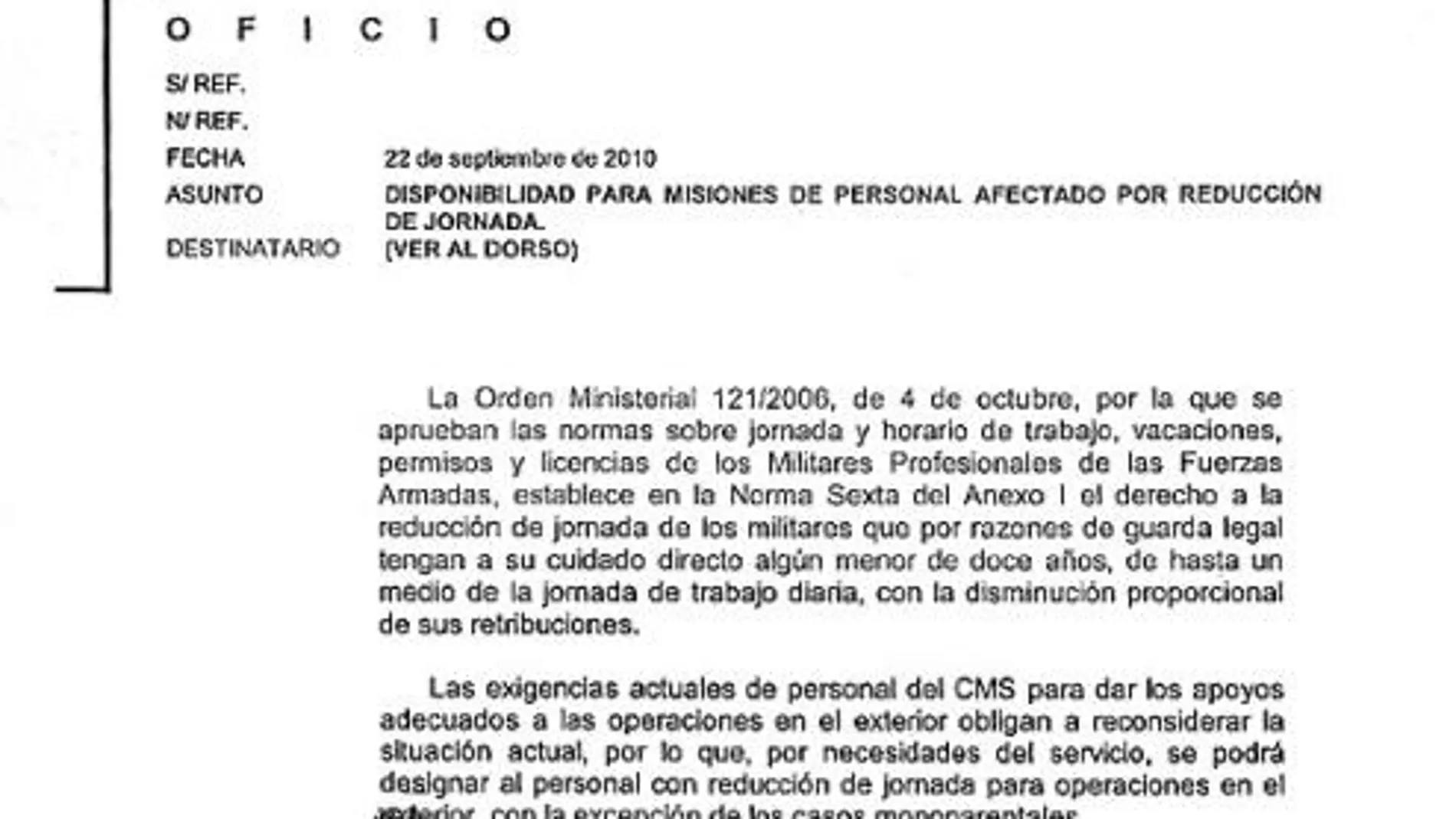 Defensa quita el cuidado de los hijos a los médicos militares