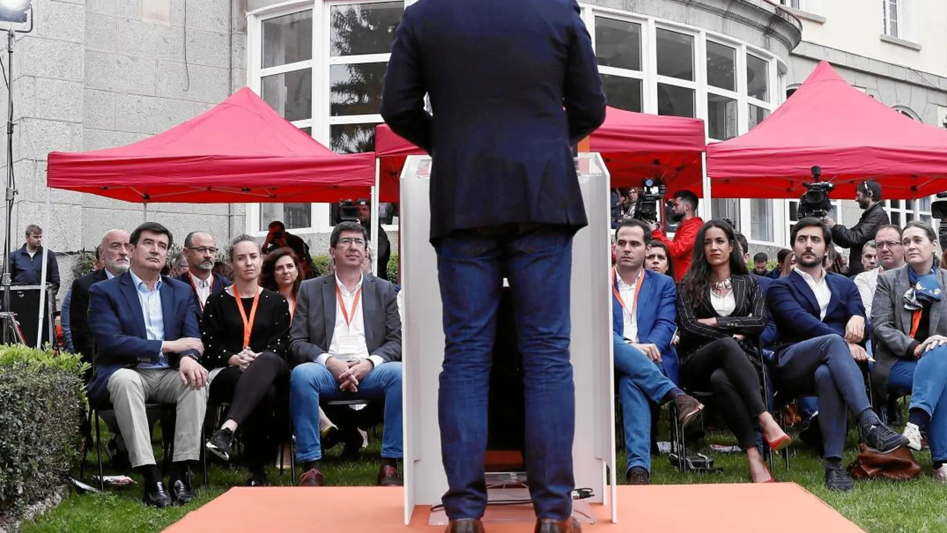 El presidente de Ciudadanos, Albert Rivera, durante un acto de partido ayer en San Lorenzo de El Escorial (Madrid)