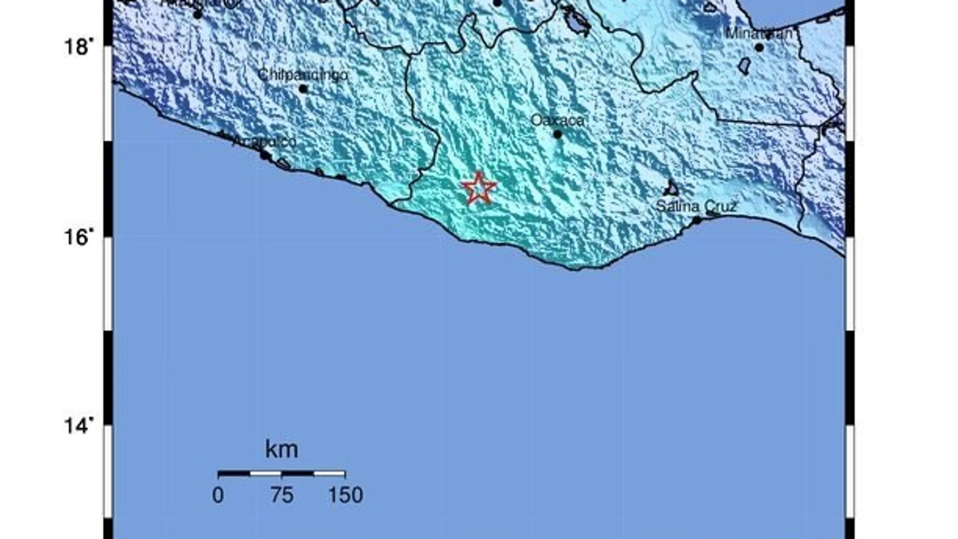 Mapa del sismo producido en el sur de México esta