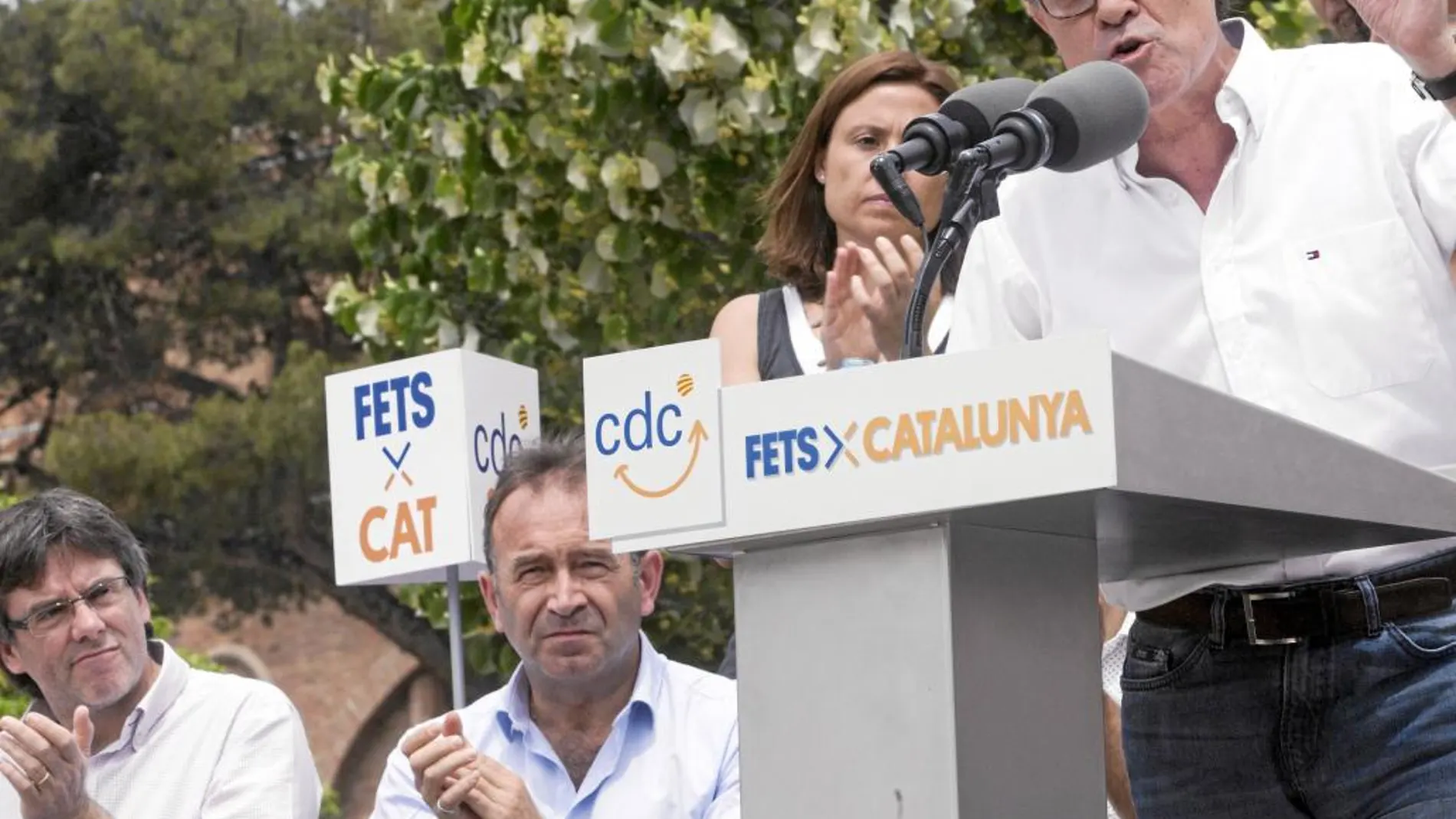 Mas, durante el mitin de CDC de ayer en el recinto de Sant Pau