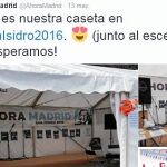 Ahora Madrid presumió en su cuenta de Twitter de que su caseta estaba en primera línea de los conciertos de la pradera