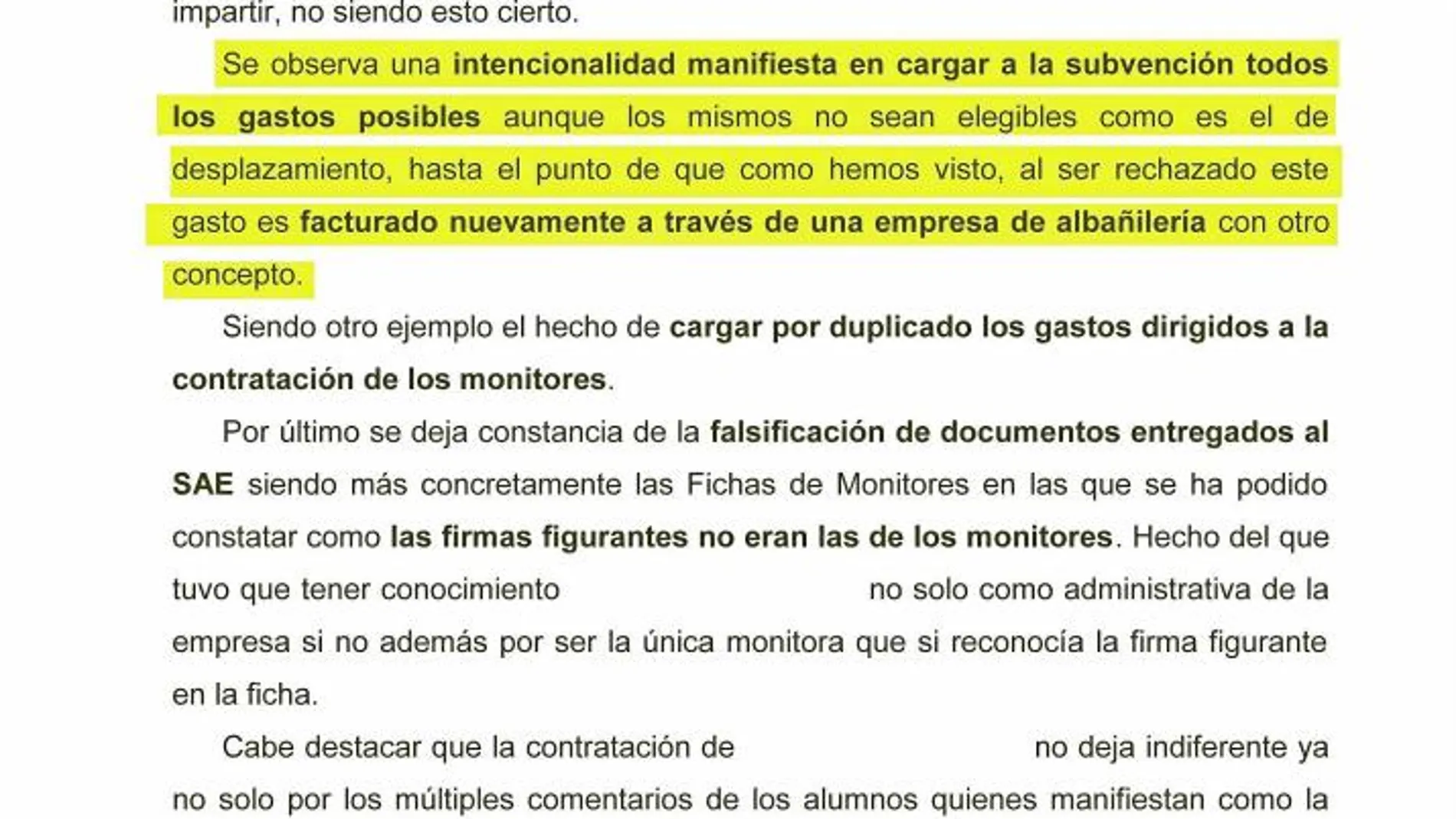 Reproducción de varias páginas del informe policial centrado en Niebla Producciones Audiovisuales SL