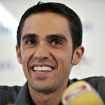 Alberto Contador, durante la rueda de prensa