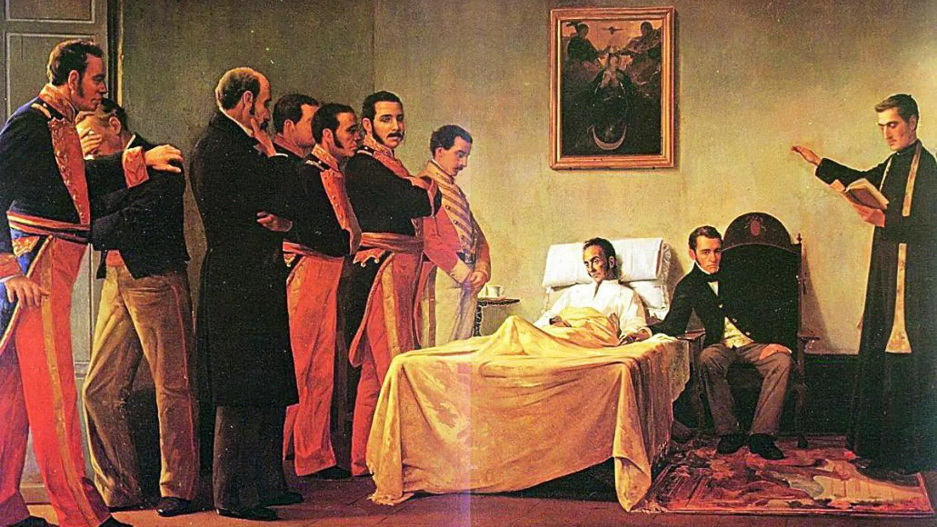 Cuadro de Antonio Herrera Toro que recrea la muerte de Bolívar