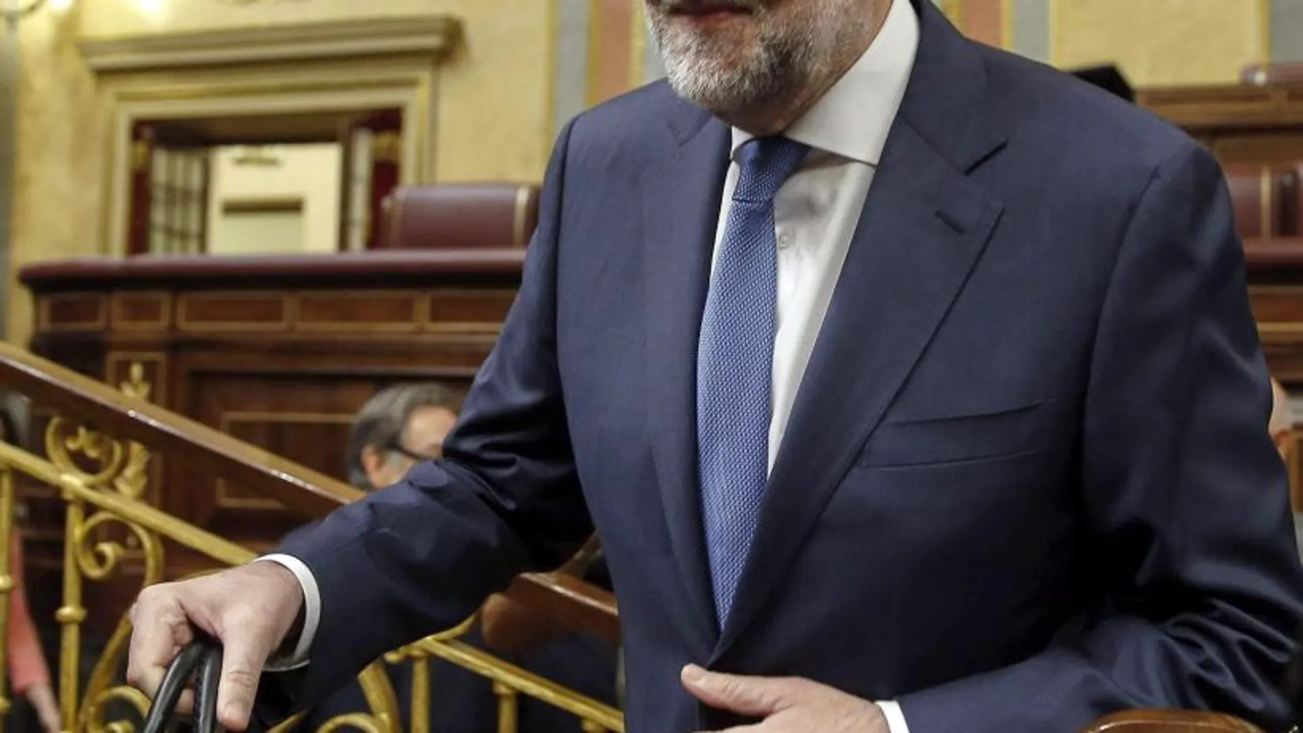 El presidente del Gobierno, Mariano Rajoy, al inicio de la sesión de control al Ejecutivo que hoy celebra el Congreso de los Diputados