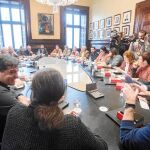 Imagen de la Junta de Portavoces, ayer, en la que se fijó el orden del día del Pleno que tendrá lugar mañana