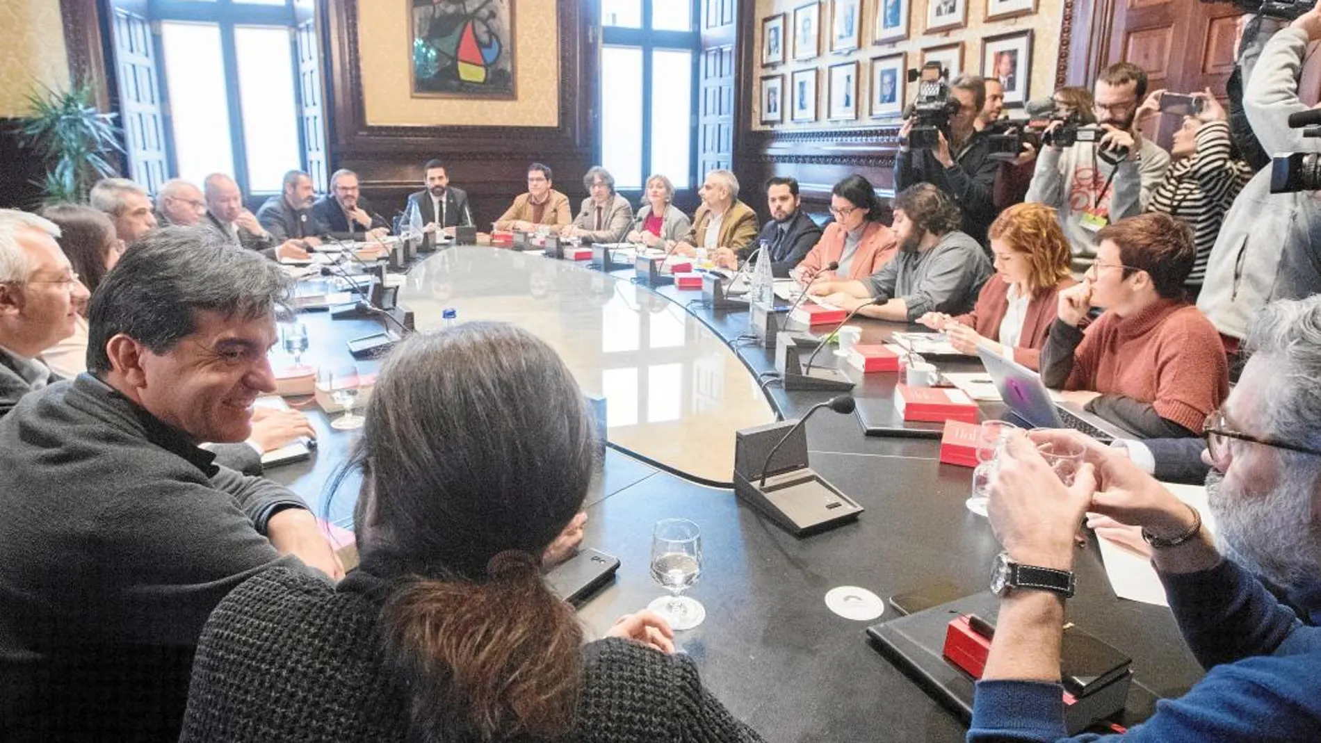 Imagen de la Junta de Portavoces, ayer, en la que se fijó el orden del día del Pleno que tendrá lugar mañana