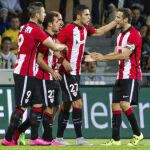 Los jugadores del Athletic Club de Bilbao celebran el gol conseguido ante el MSK Zilina