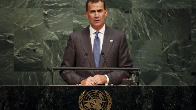 El Rey Felipe VI interviene ante la Cumbre de Desarrollo Sostenible, que congrega a más de 150 jefes de Estado y de Gobierno