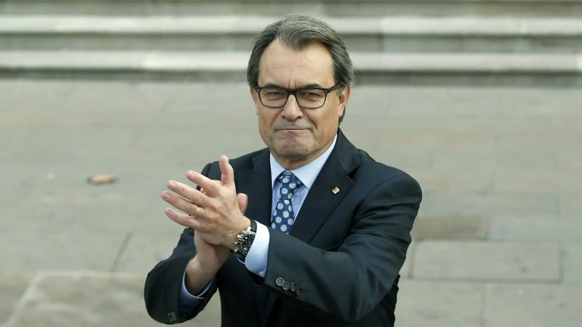 El presidente de la Generalitat, Artur Mas, a su llegada esta mañana al Palacio de Justicia para declarar como imputado por el 9N