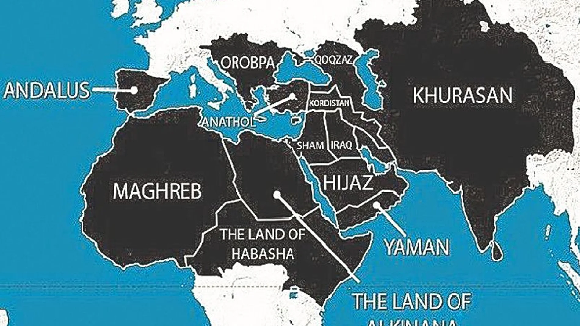 Mapa difundido por los terroristas del gran «Califato Islámico»