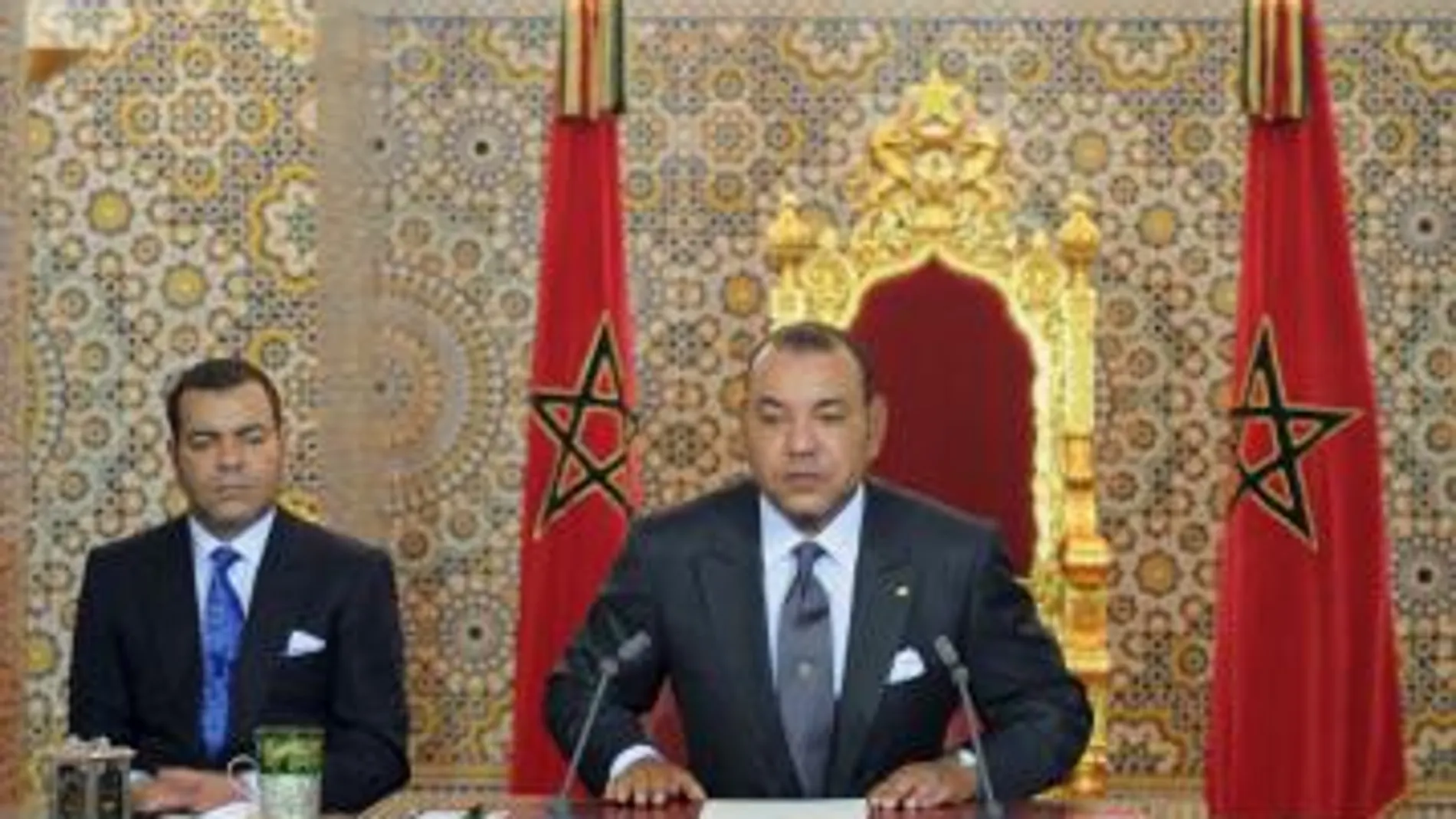 El rey Mohamed VI de Marruecos, durante el discurso que pronunció hoy con motivo del undécimo aniversario de su coronación