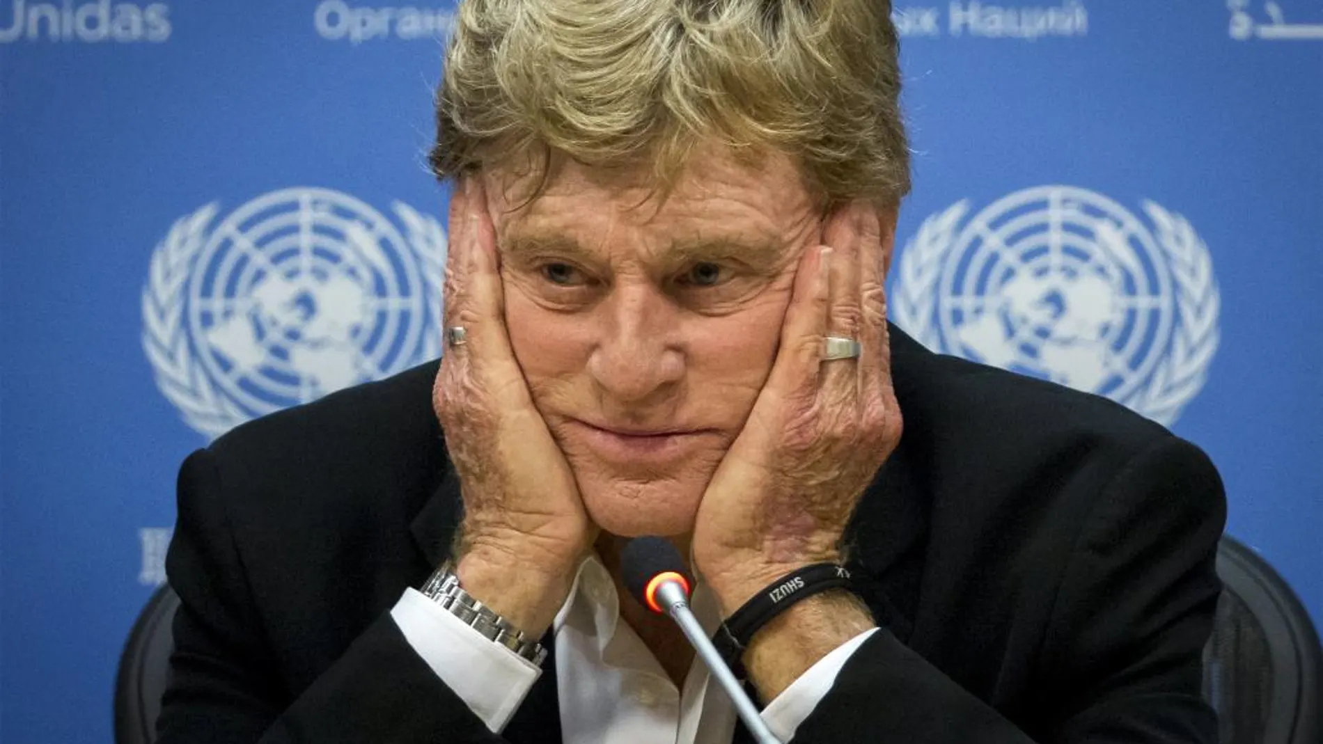Robert Redford durante una rueda de prensa en la ONU