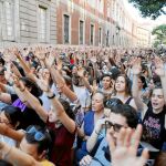Una de las movilizaciones que ayer recorrieron España para expresar su indignación por la puesta en libertad