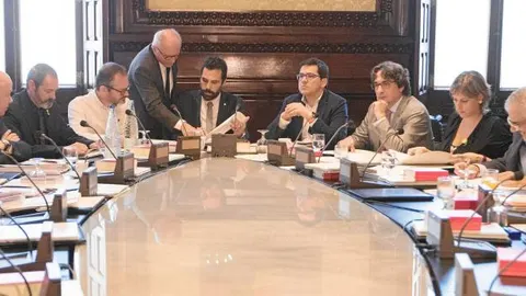 Imagen de la reunión de la Junta de Portavoces celebrada ayer en el Parlament