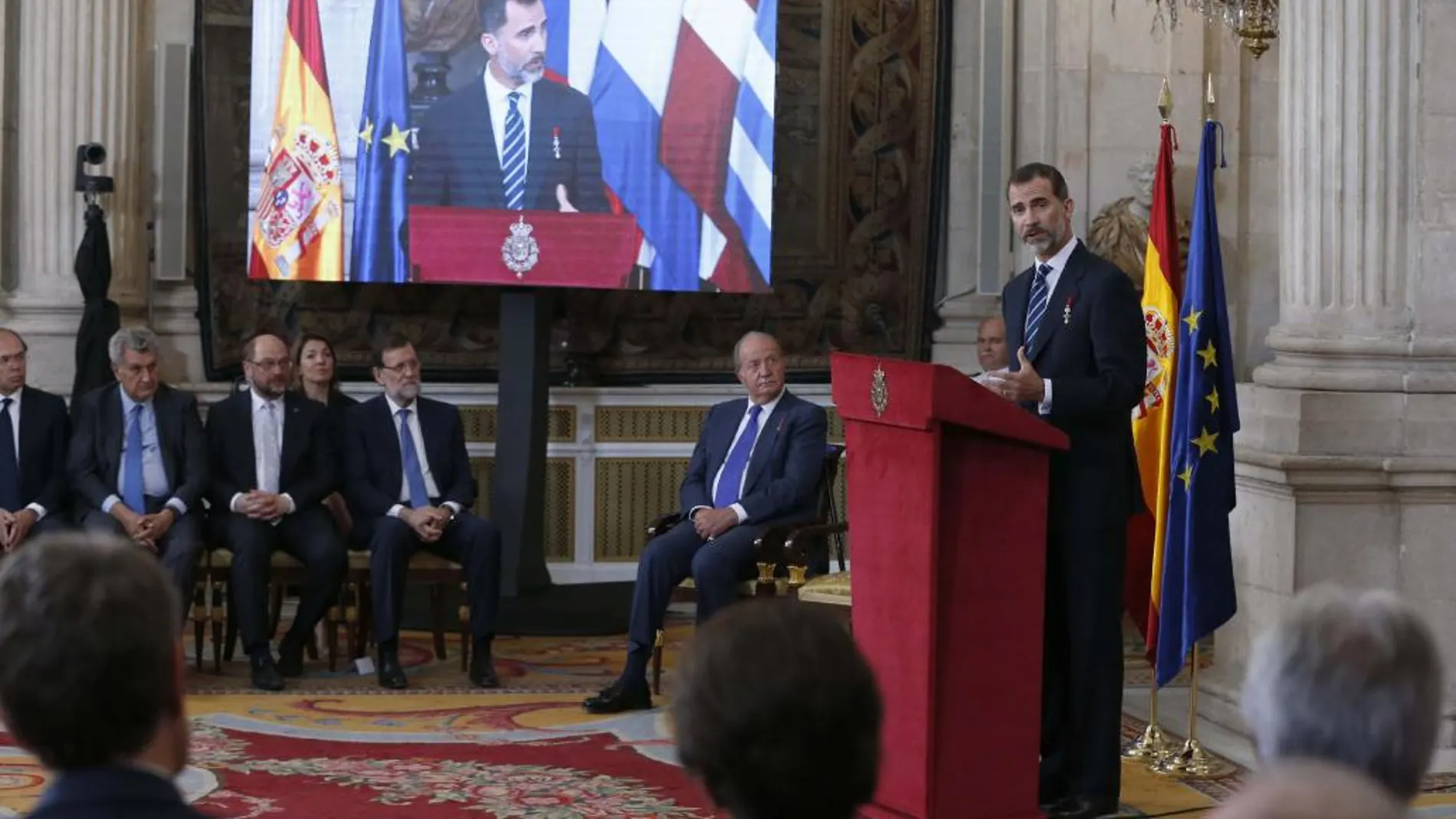 El Rey Felipe VI durante su intervención en el acto.