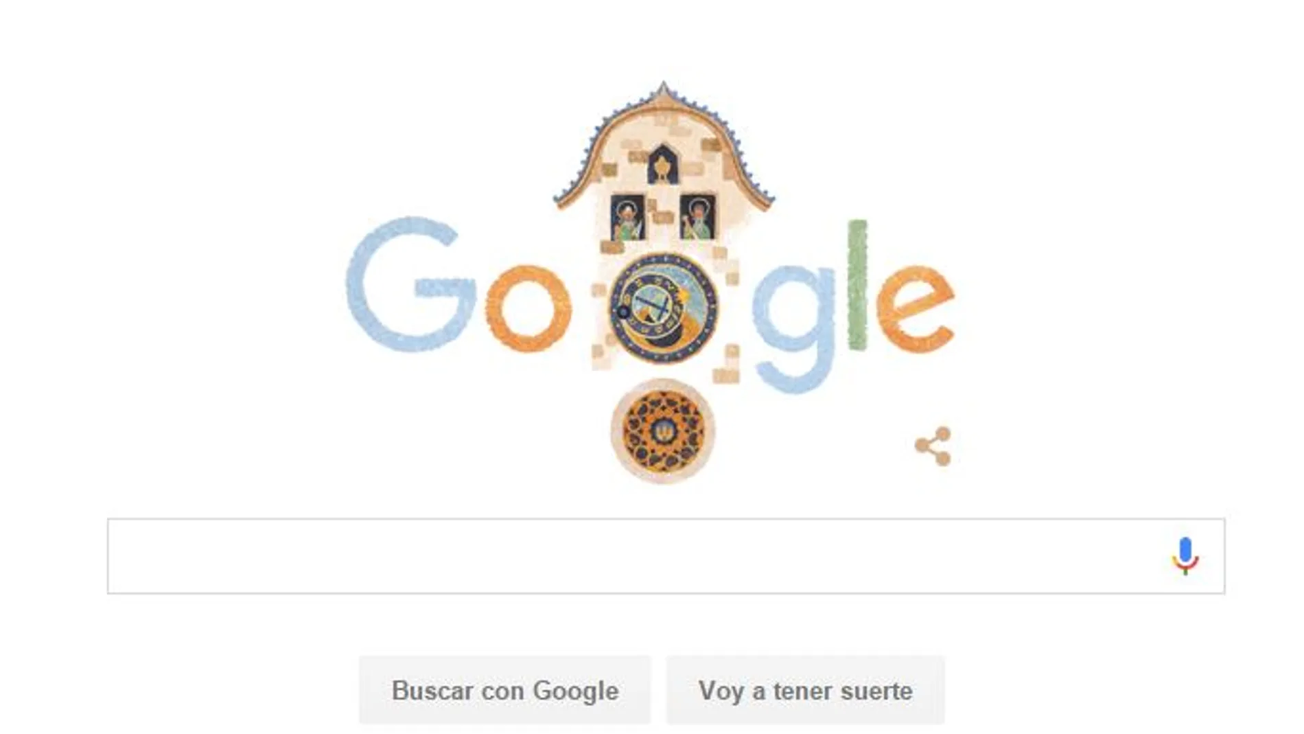 Doodle con el que google rinde homenaje al Reloj Astronómico de Praga