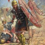 El heroico centurión cesariano Esceva en la batalla de Dirraquio. © Radu Oltean/Desperta Ferro Ediciones