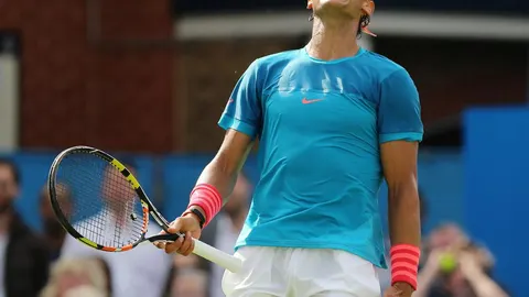 Nadal se lamenta de un fallo durante el partido