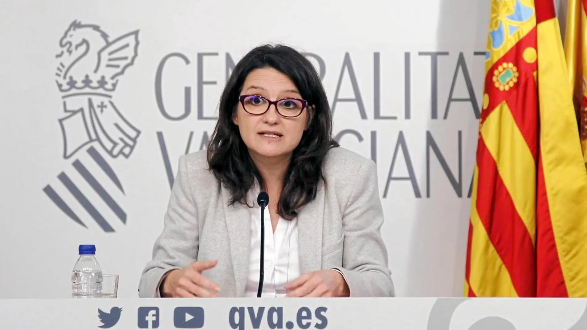 La vicepresidenta del Consell, Mónica Oltra, tras la reunión semanal del Gobierno valenciano