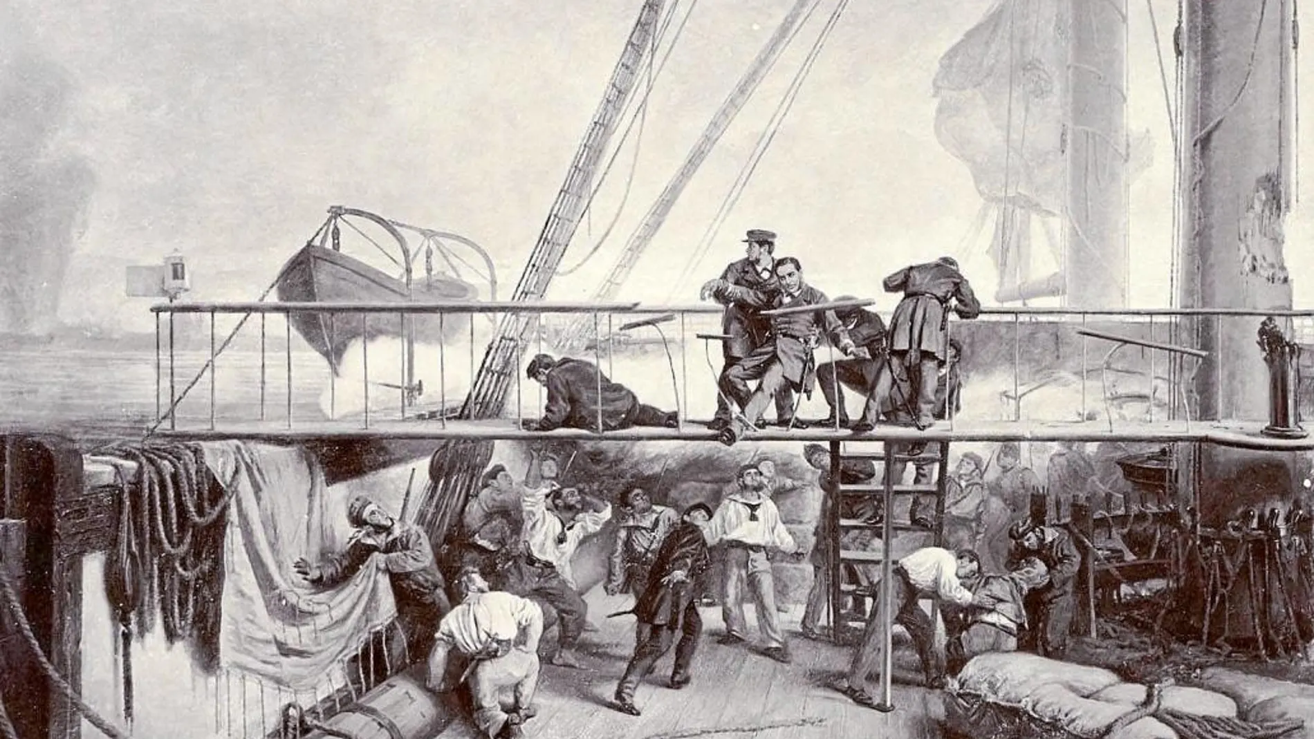 Casto Méndez Núñez fue herido a bordo de la fragata Numancia durante la batalla del Callao, uno de los momentos más conocidos de esta contienda