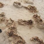 Los cuerpos habían sido depositados sobre una capa de barro húmeda en la que quedaron las huellas de los pies descalzos de los niños /Efe