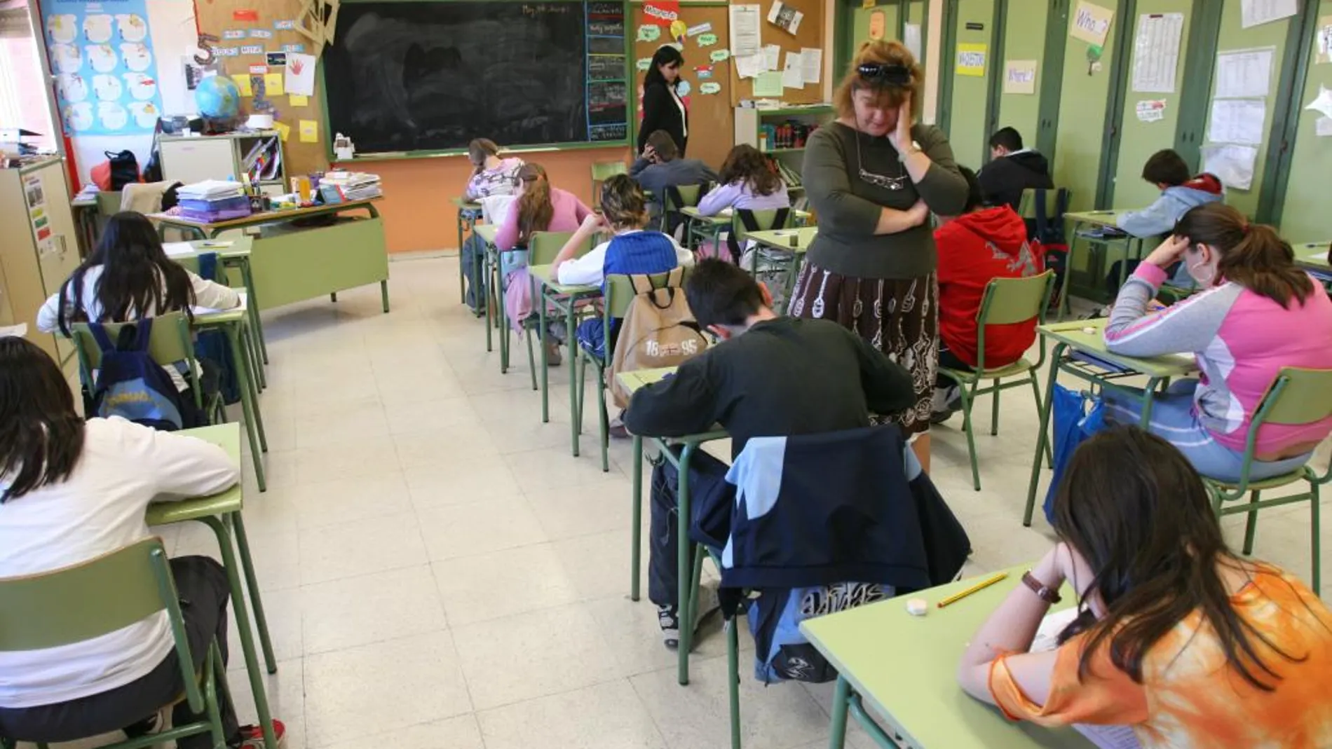 Prueba de nivel en un colegio del distrito madrileño de Vallecas