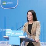 La portavoz regional del PP-A, Rosario Soto, en una rueda de prensa reciente en la sede de su partido