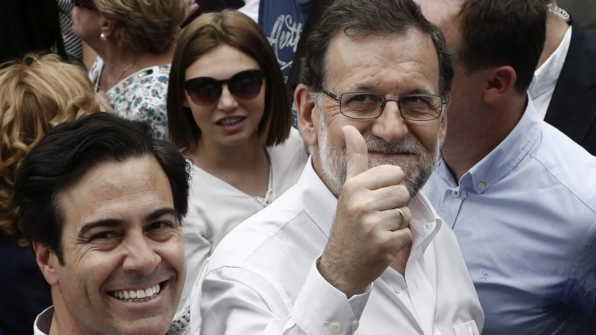 El presidente del Partido Popular y del Gobierno en funciones, Mariano Rajoy, ayer en Tudela.