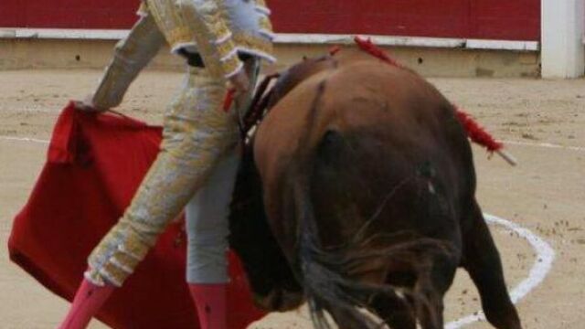 Enrique Ponce en un natural en la corrida de ASPRONA