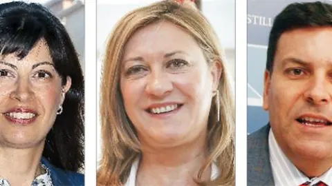La portavoz socialista Ana Redondo, la consejera Pilar del Olmo y el portavoz del PP, Carlos Fernández Carriedo