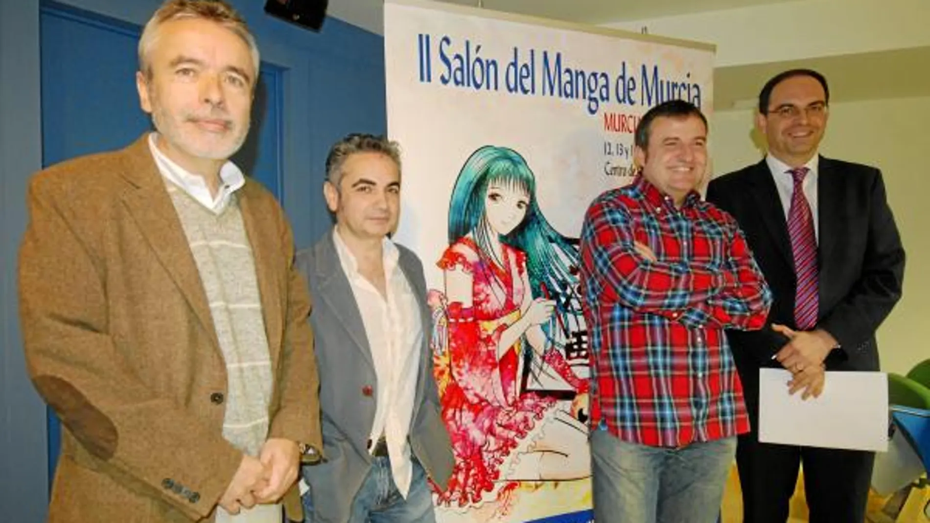 Francisco Giménez, Juan Álvarez, Jorge Gómez y Pascual Martínez, durante la presentación