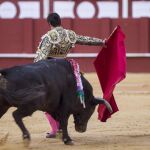 El diestro Miguel Ángel Perera en la faena de muleta a su primer toro
