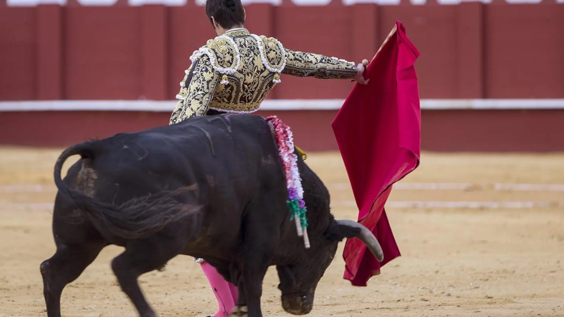 El diestro Miguel Ángel Perera en la faena de muleta a su primer toro