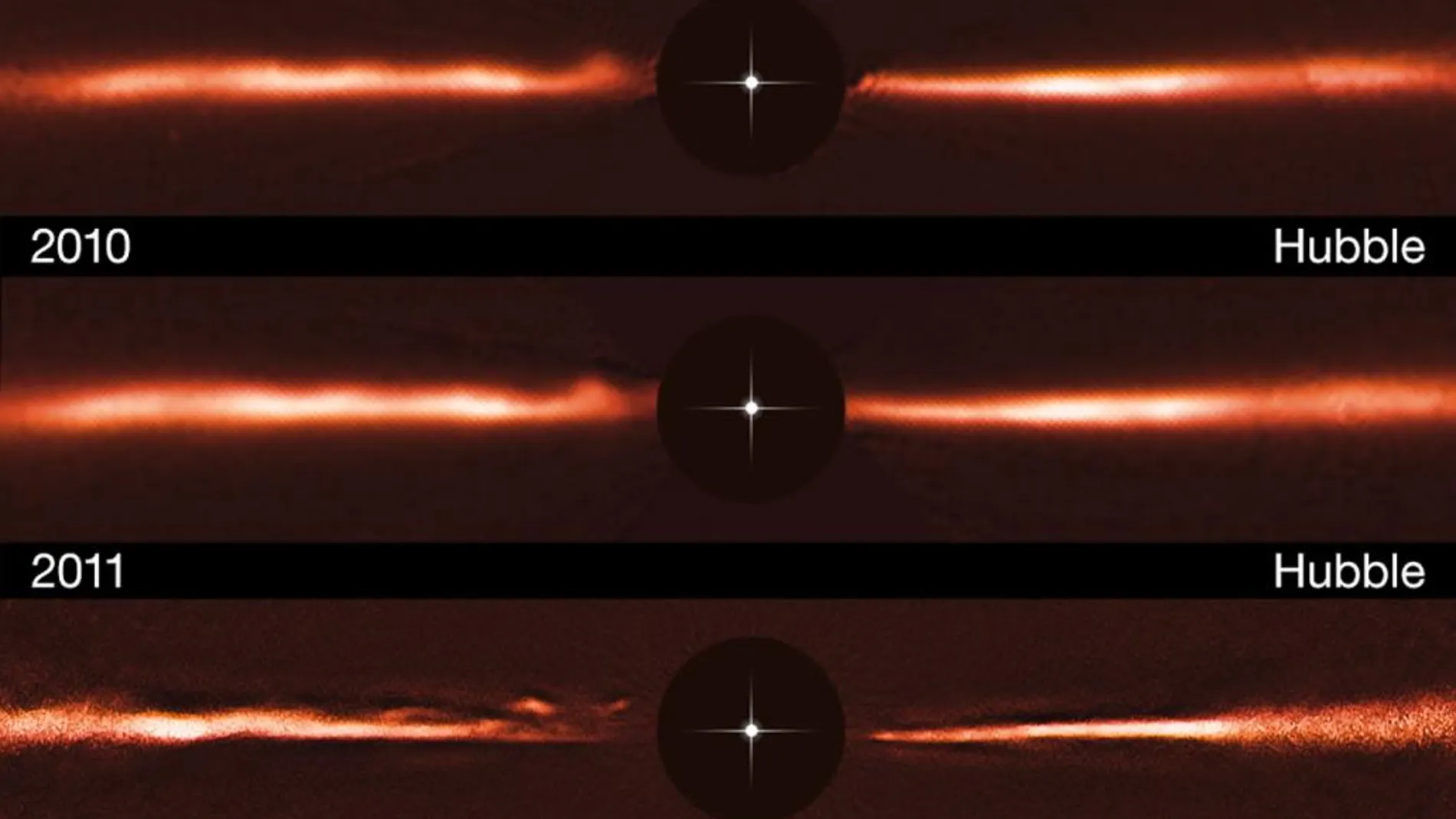 Imágenes del disco que rodea a AU Microscopii obtenidas con VLT y Hubble