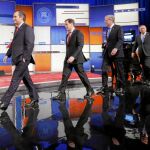 Un momentos del debate de los precandidatos republicanos al que no acudió el magnate Trump