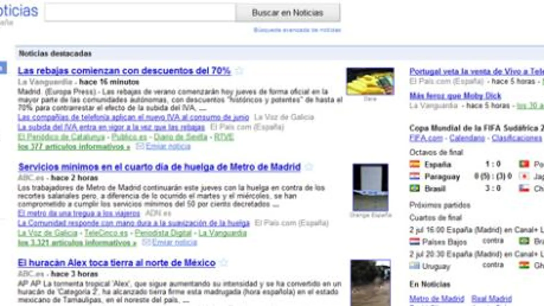 Google cambia la apariencia de su página de noticias en EE.UU.