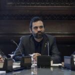 Roger Torrent al inicio de la reunión de la Mesa del Parlament. EFE/Andreu Dalmau .