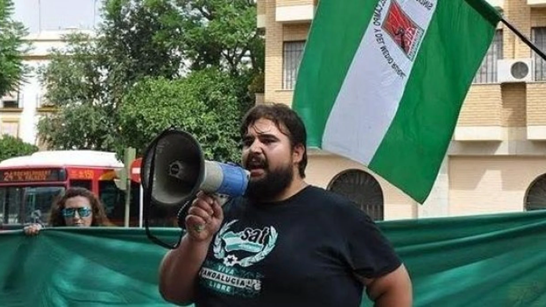 Óscar Reina Gómez, conocido como «El Pancetas», lider del Sindicato Andaluz de Trabajadores / Twitter