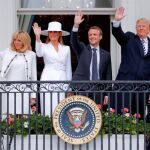 Donald Trump, Melania, Emmanuel Macron, y su esposa, Brigitte en la Casa Blanca