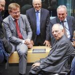 El ministro de Finanzas alemán, Wolfgang Schäuble, con sus homólogos de la UE.