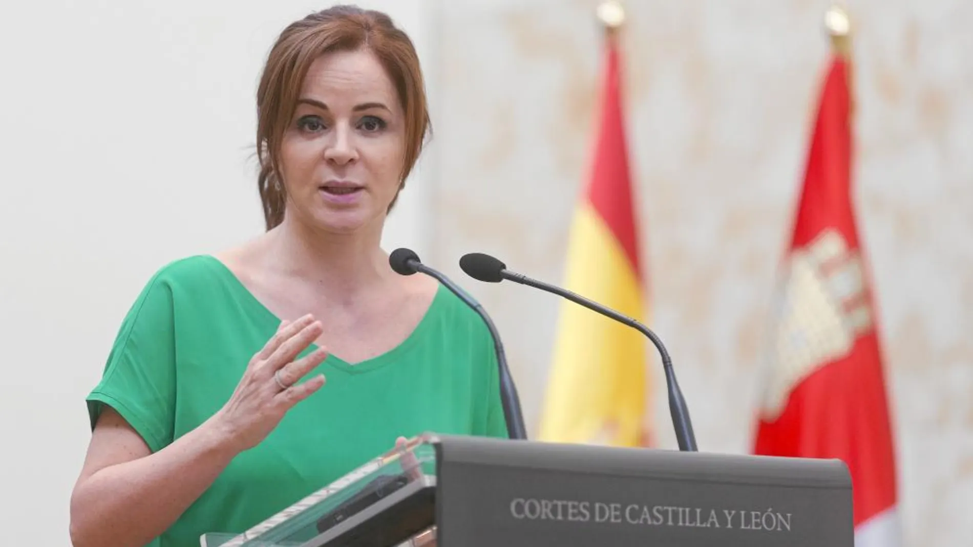 La presidenta de las Cortes de Castilla y León, Silvia Clemente, responde a las preguntas de los medios de comunicación, ayer en Valladolid