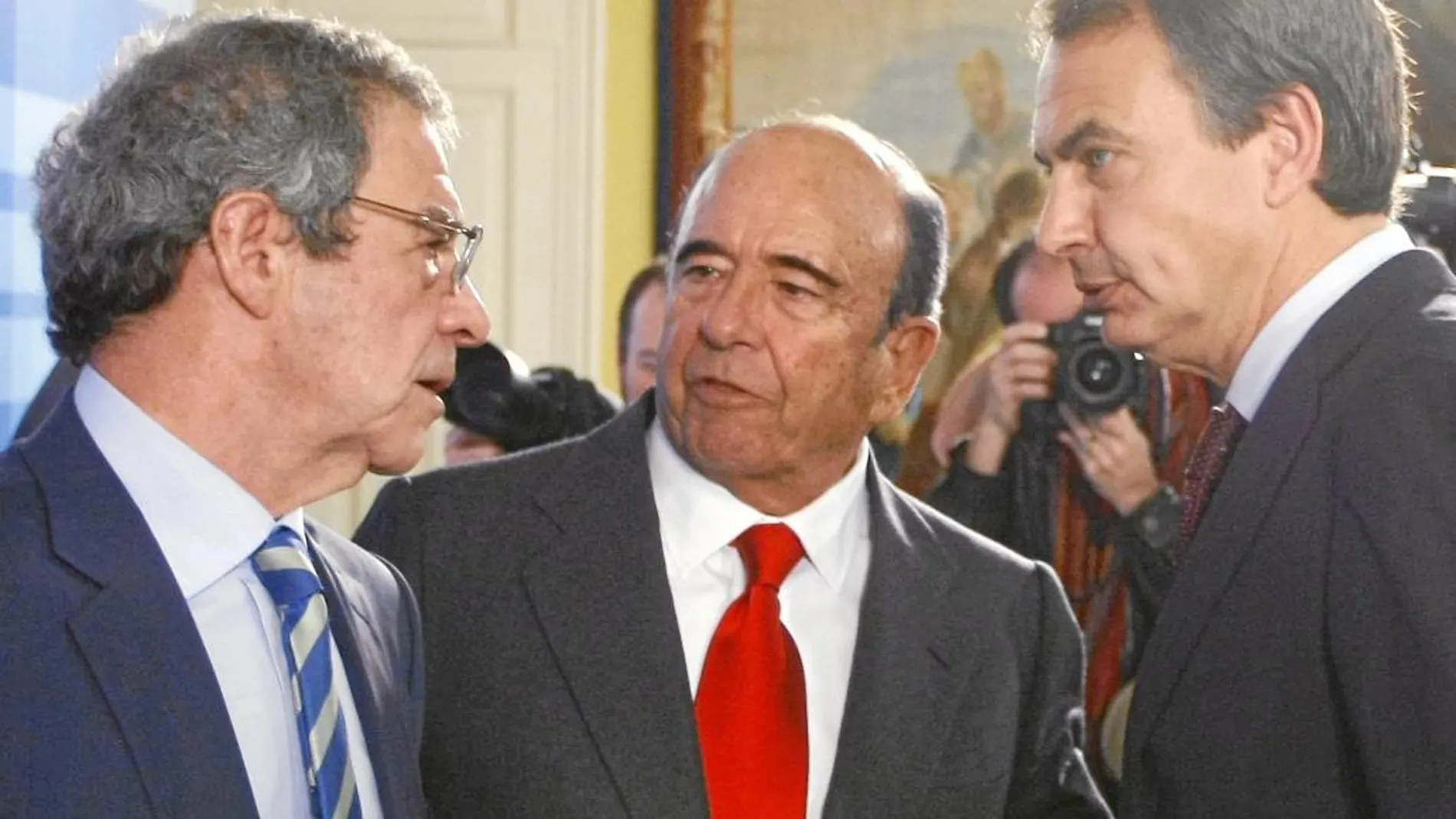 Con el ex presidente Rodríguez Zapatero y Emilio Botín