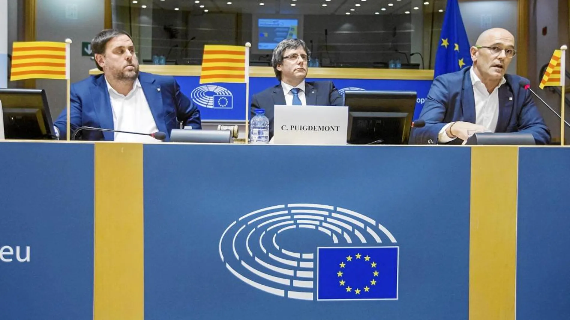 Junqueras, Puigdemont y Romeva en el Europarlamento