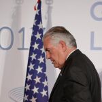 El secretario de Estado norteamericano, Rex Tillerson, a su llegada para posar en la foto de familia durante el G7 en Lucca